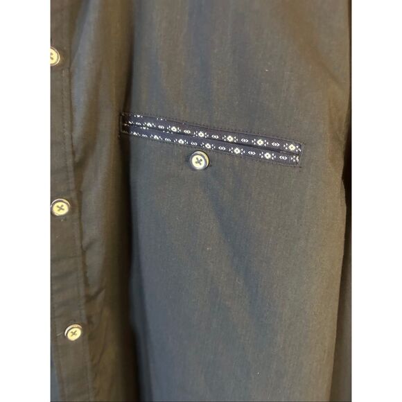 Craft + Flow Long Sleeve Button Up Shirt Navy Front Pocket Size Large (5836) - Picture 2 of 6